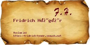 Fridrich Hágár névjegykártya